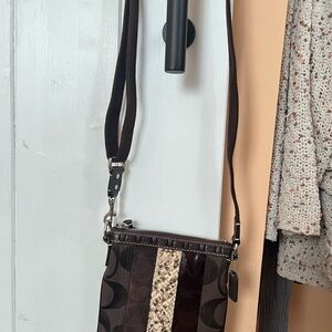 Coach Brown and Cream Crossbody Bag